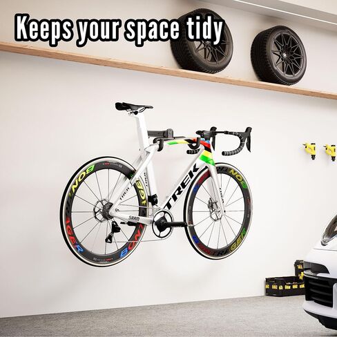 Bike Wall Mount Hanger - Adjustable Horizontal Bicycle Storage Rack for Garage and Home - Metal Hook Holder for Road, Mountain, and Hybrid Bikes in Saudi Arabia