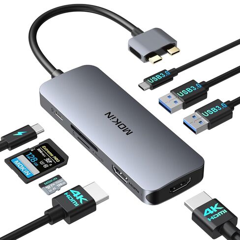 محطة إرساء USB C ، ومحطة إرساء USB CAPTOP 3 ، محول USB C HUB Multiport مع HDMI مزدوج ، فيديو USB-C ، 10 جيجابت في الثانية A/C 3.1،100W PD ، Ethernets Dongle ، USB C Dock لـ HP/Dell /Asus in Kuwait