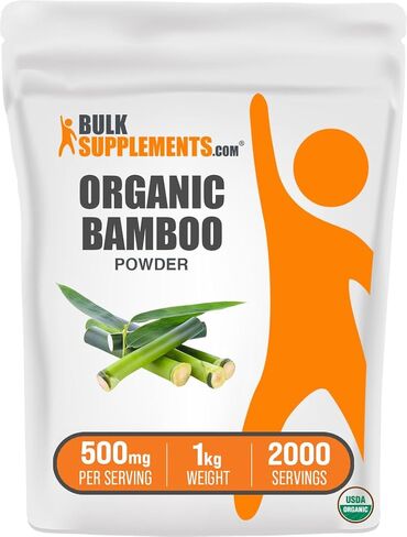 BulkSupplements.com Organic Bamboo Powder - Silica Supplements, Bamboo Supplement - Gluten Free, 500mg per Serving, 250g (8.8 oz) (Pack of 1) in Kuwait