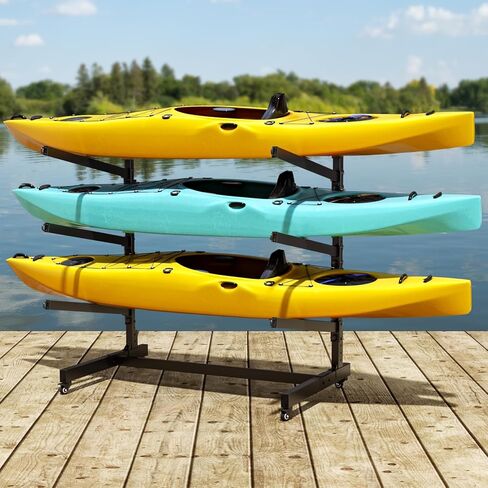 رف تخزين قوارب قوارب القوارب بذاتها الثقيلة ، وقصة معدنية قابلة للتعديل للقوارب الكاياك ، والزوارق ، والسكان ، وألواح التجديف وألواح ركوب الأمواج مع عجلات قابلة للقفل ، والاستخدام الداخلي والخارجي in Kuwait