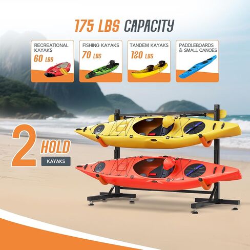 SPECRAFT Freestanding Kayak Storage Rack, Adjustable Width Stand with Stable Base, Elastic Ropes, EVA Tube Sleeves, for Indoor Outdoor Garage in Kuwait