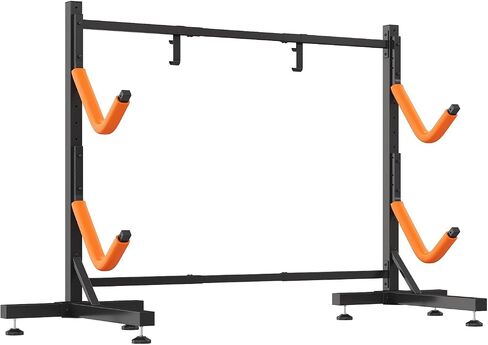 SPECRAFT Freestanding Kayak Storage Rack, Adjustable Width Stand with Stable Base, Elastic Ropes, EVA Tube Sleeves, for Indoor Outdoor Garage in Kuwait