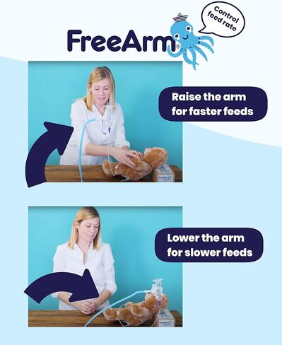Tube Feeding Holder, Hands-Free Gravity Syringe Feeding, Portable IV Pole for Pump Feeding & Infusions, Adjustable Clamp, Bendable Arm for Feed Rate Control & Travel | Blue in Saudi Arabia