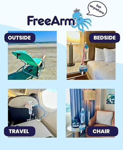 Tube Feeding Holder, Hands-Free Gravity Syringe Feeding, Portable IV Pole for Pump Feeding & Infusions, Adjustable Clamp, Bendable Arm for Feed Rate Control & Travel | Blue in Saudi Arabia