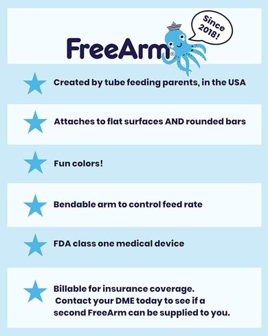 Tube Feeding Holder, Hands-Free Gravity Syringe Feeding, Portable IV Pole for Pump Feeding & Infusions, Adjustable Clamp, Bendable Arm for Feed Rate Control & Travel | Blue in Saudi Arabia