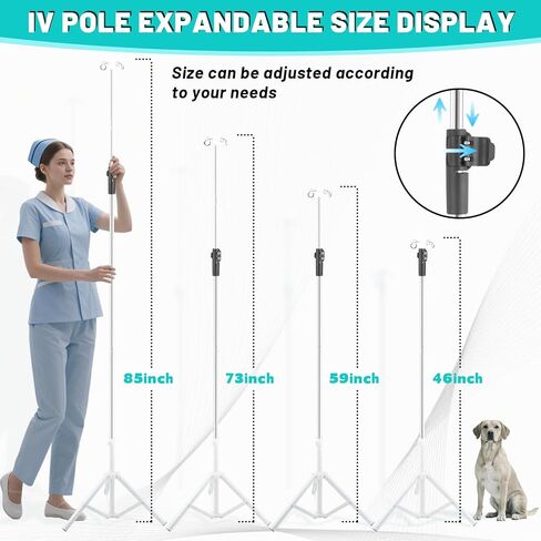 IV Pole Portable,46 to 86In Telescopic IV Stand Floor with 4 IV Bag Holder Stabilizing Tripod Stainless Steels Pipe Extension Pole IV Influsion Pole with Organizers Infusion Bags (Black) in Saudi Arabia