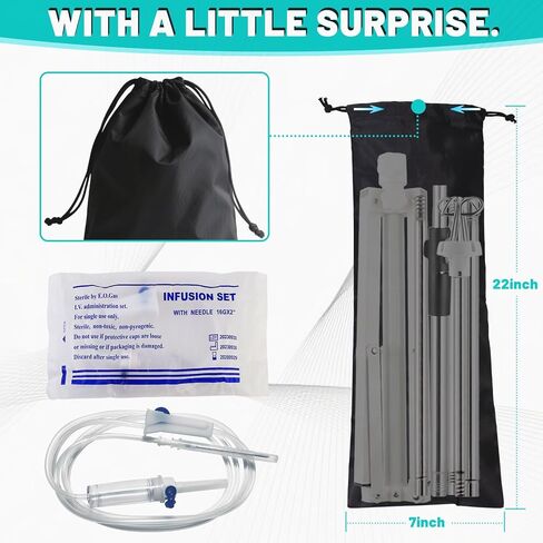 IV Pole Portable,46 to 86In Telescopic IV Stand Floor with 4 IV Bag Holder Stabilizing Tripod Stainless Steels Pipe Extension Pole IV Influsion Pole with Organizers Infusion Bags (Black) in Saudi Arabia