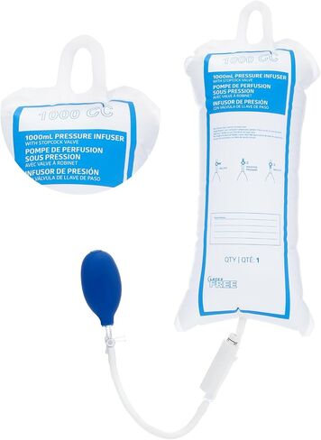 Geiserailie Pressure Infusion Bag 1000ml Iv Pole Infusion Sack with 3-way Stopcock Portable Color-coded Gauge Supplies Equipment for Emergency Use in Saudi Arabia