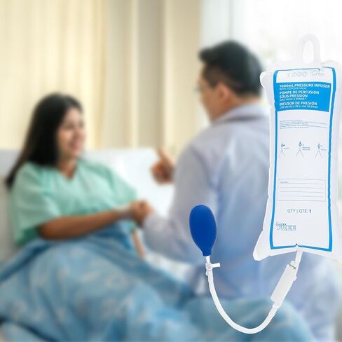Geiserailie Pressure Infusion Bag 1000ml Iv Pole Infusion Sack with 3-way Stopcock Portable Color-coded Gauge Supplies Equipment for Emergency Use in Saudi Arabia