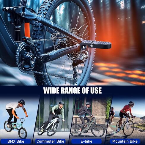 TOBWOLF 2PCS Bike Rear Pedals, Aluminium Bicycle Foot Peg, Non-Slip Ebike Foot Pegs for Passenger, Folding Rear Bicycle Footrest Pedals for E-Bike, Mountain Bike, Folding Bicycle in Saudi Arabia