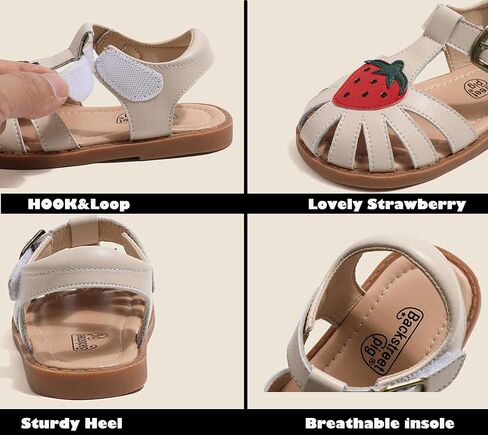 Wuiwuiyu الصغار الصغار Little T-Strap Hook & Loop Dress Strawberry Summer Shoes Angle Toe Carrot Sandals in Saudi Arabia