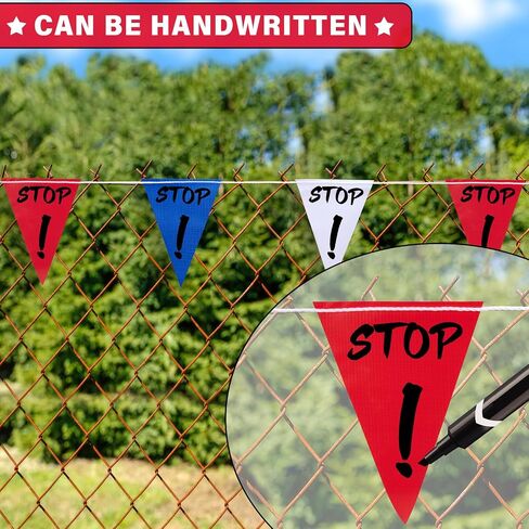 105ft Red White and Blue Pennant Banner Flag, 7"x10" Fluorescent Safety Flagging Banner Warning Flag for Construction Site/Boundary Barrier Signs, Perimeter Marking Flags on String, 45 Flags in Kuwait
