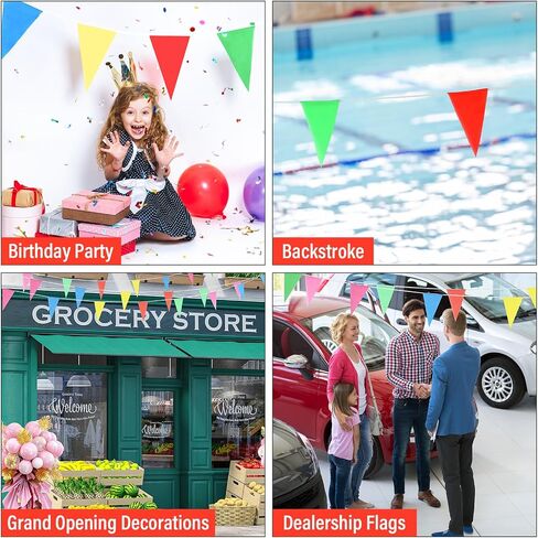 Pennant Safety Flags,Perimeter Warning Flag Line,Warning Marking Flags on String For Flagging Construction/Traffic Barrier/Parking Lot/Rooftop/Party Special Events(Multicolor 328ft 7.8 * 12.6) in Saudi Arabia