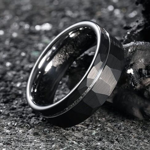 King Will Black Gold Groove Tungsten Rings Multiple Cross Oblique Groove Lines Men Wedding Bands Angled Gold Step Edge Black Surface Promise Engagement 14 in Saudi Arabia