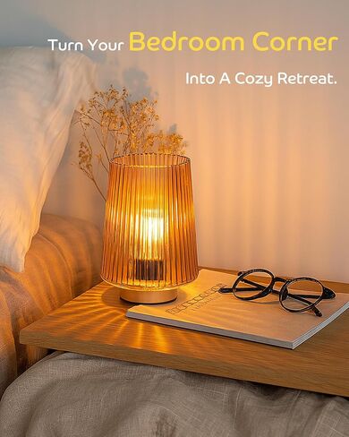 Battery Operated Lamp with Timer, Table Lamps for Bedroom, Cordless Battery Powered Lamp with LED Bulb, Decorative Beside Lamp for Living Room Bathroom Shelf Amber2Pack in Kuwait