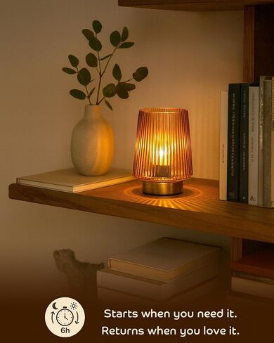 Battery Operated Lamp with Timer, Table Lamps for Bedroom, Cordless Battery Powered Lamp with LED Bulb, Decorative Beside Lamp for Living Room Bathroom Shelf Amber2Pack in Kuwait