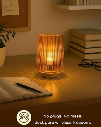 Battery Operated Lamp with Timer, Table Lamps for Bedroom, Cordless Battery Powered Lamp with LED Bulb, Decorative Beside Lamp for Living Room Bathroom Shelf Amber2Pack in Kuwait