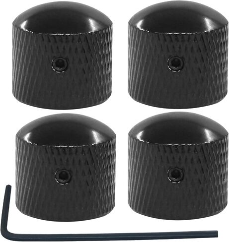 4 PCS Metal Guitar Knobs ، مقابض التحكم في نغمة الصوت ، قطع غيار مقابض القبة ، مقبض الغيتار المربوط للغيتار الكهربائي واللاعبين الجهير (أسود) in Kuwait