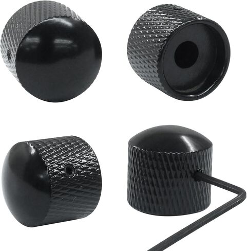 4 PCS Metal Guitar Knobs ، مقابض التحكم في نغمة الصوت ، قطع غيار مقابض القبة ، مقبض الغيتار المربوط للغيتار الكهربائي واللاعبين الجهير (أسود) in Kuwait