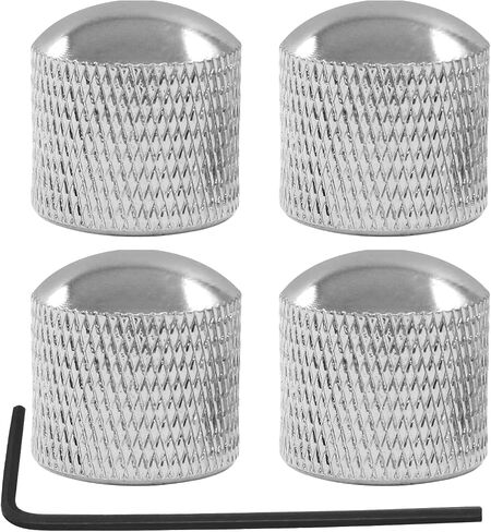 4 PCS Metal Guitar Knobs ، مقابض التحكم في نغمة الصوت ، قطع غيار مقابض القبة ، مقبض الغيتار المربوط للغيتار الكهربائي واللاعبين الجهير (أسود) in Kuwait