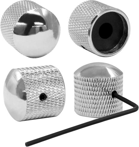 4 PCS Metal Guitar Knobs ، مقابض التحكم في نغمة الصوت ، قطع غيار مقابض القبة ، مقبض الغيتار المربوط للغيتار الكهربائي واللاعبين الجهير (أسود) in Kuwait