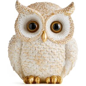 Octdays Owl Statue Home Decor - Cute Owl Figurine for Bookshelf Table Office Bedroom Living Room Mantle TV Stand Decorations Adorable Gifts for Owl Lovers in Kuwait