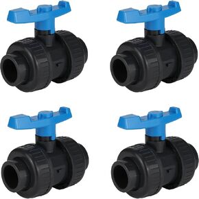 (Pack of 4) EFIELD 1-1/4"Socket x 1-1/4"Socket SCH 80 PVC True Union Full Port Ball Valve,Gray With Blue Handle(1-1/4 inch),(PVC064-2-4PCS) in Kuwait