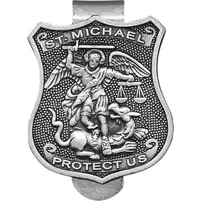 True Faith Jewelry Pewter St Michael Car Visor Clip, Policeman's Prayer Archangel Patron Saint of Police, Law Enforcement Officer Gifts for Men and Women, Fine Pewter (92% Tin), 2-5/8 x 1-1/2 Inch in Kuwait