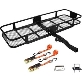 Folding Trailer Hitch Mount Cargo Carrier 60" 20" 6",500LBS Luggage Rack Basket Car Storage,58" 19" 24" Waterproof Bag,500LBS Anti-Rust Luggage2 Receiver,Trailer Hitch Mount for RVs, Pickups, Trucks in Kuwait