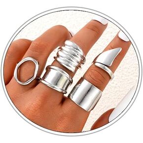 Chunky Gold Rings for Women 14K Gold Plated Stackable Knuckle Ring Set Adjustable Domed Gold Rings Statement Ring Set Pack in Kuwait