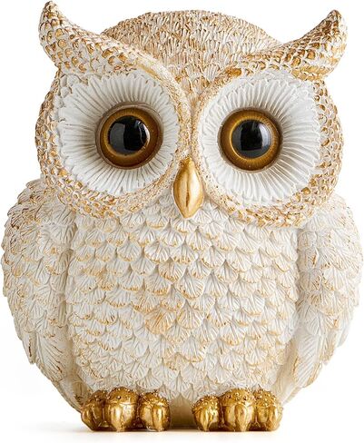 Octdays Owl Statue Home Decor - Cute Owl Figurine for Bookshelf Table Office Bedroom Living Room Mantle TV Stand Decorations Adorable Gifts for Owl Lovers in Kuwait