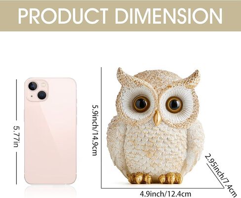 Octdays Owl Statue Home Decor - Cute Owl Figurine for Bookshelf Table Office Bedroom Living Room Mantle TV Stand Decorations Adorable Gifts for Owl Lovers in Kuwait