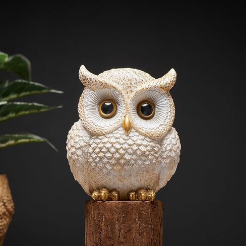 Octdays Owl Statue Home Decor - Cute Owl Figurine for Bookshelf Table Office Bedroom Living Room Mantle TV Stand Decorations Adorable Gifts for Owl Lovers in Kuwait