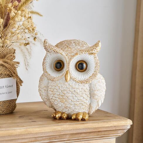 Octdays Owl Statue Home Decor - Cute Owl Figurine for Bookshelf Table Office Bedroom Living Room Mantle TV Stand Decorations Adorable Gifts for Owl Lovers in Kuwait