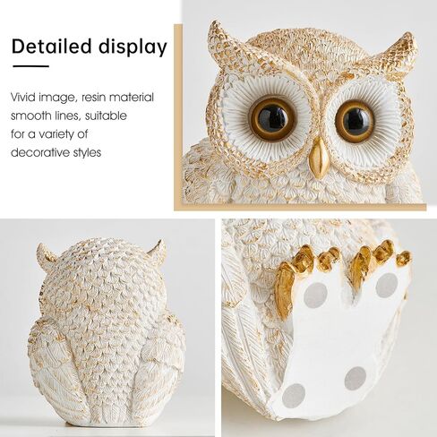 Octdays Owl Statue Home Decor - Cute Owl Figurine for Bookshelf Table Office Bedroom Living Room Mantle TV Stand Decorations Adorable Gifts for Owl Lovers in Kuwait