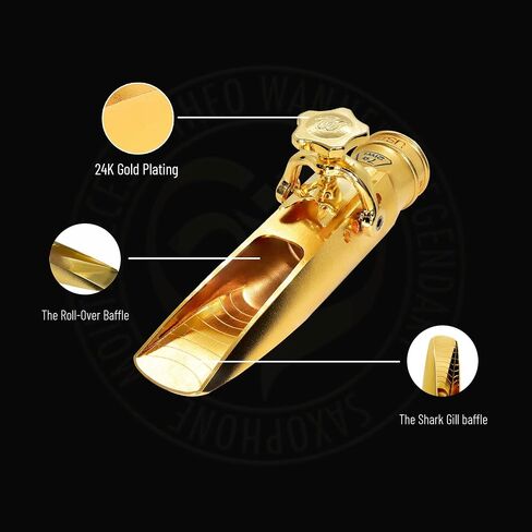 Theo Wanne Vintage Gaia 4 Tenor Saxophone Liece - Roll -Over Shark Gill Baffle - صوت ضخم ودافئ ومجاني - غرفة ملعب كبيرة - تشمل قبعة Reed Replacer in Kuwait