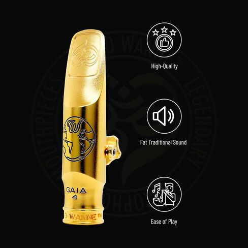 Theo Wanne Vintage Gaia 4 Tenor Saxophone Liece - Roll -Over Shark Gill Baffle - صوت ضخم ودافئ ومجاني - غرفة ملعب كبيرة - تشمل قبعة Reed Replacer in Kuwait