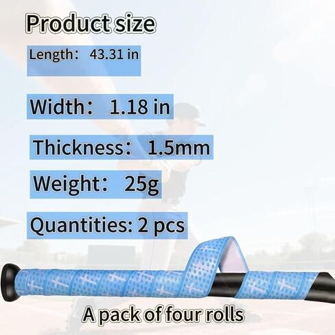 4 PCS Cross Baseball Bat Grip Tapes ، 1.5 ملم ، الشريط الكامل للكرة اللينة ، غلاف الخفافيش غير المنقوش ، لمقابض الرياضات متعددة الرياضات in Saudi Arabia
