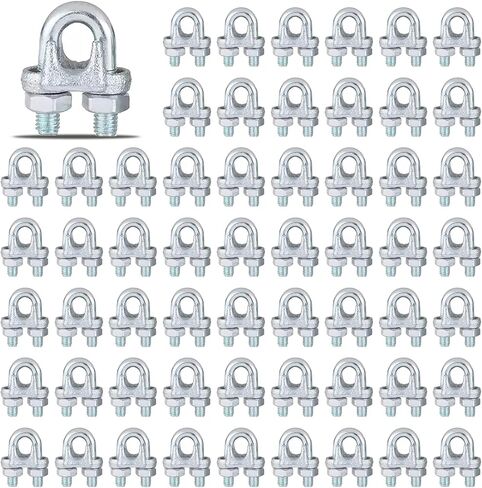 120PCS M5 Heavy Duty Wire Rope Clamps, 3/16-Inch Zinc Plated Cable Clips for Secure Connections – Boat, Tent, Clothesline, Rigging & More in Kuwait