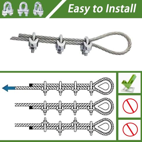 120PCS M5 Heavy Duty Wire Rope Clamps, 3/16-Inch Zinc Plated Cable Clips for Secure Connections – Boat, Tent, Clothesline, Rigging & More in Kuwait