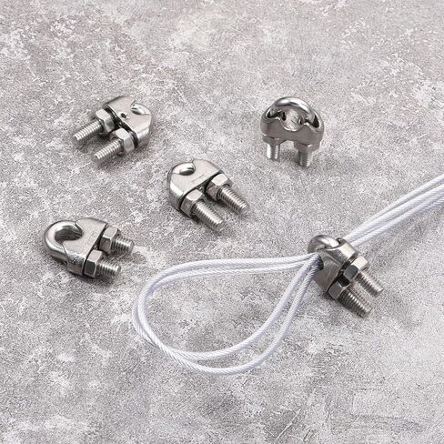 20 PCS M10 3/8" Wire Rope Cable Clip Clamp, 304 Stainless Steel U-Bolt Saddle Fasteners, Wire Rope Thimble for Wire Ropes, Clotheslines in Saudi Arabia