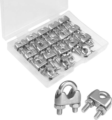 Yinpecly 20 Pack 1/8 Inches M3 Stainless Steel Wire Rope Cable Clip Clamp, U Bolt Saddle Fastener in Saudi Arabia
