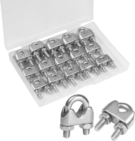 Yinpecly 20 Pack 1/8 Inches M3 Stainless Steel Wire Rope Cable Clip Clamp, U Bolt Saddle Fastener in Saudi Arabia