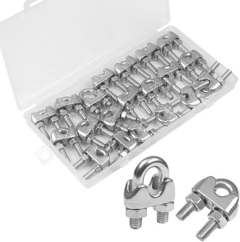 Yinpecly 20 Pack 1/8 Inches M3 Stainless Steel Wire Rope Cable Clip Clamp, U Bolt Saddle Fastener in Saudi Arabia