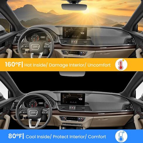 شمس قابلة للطي الظل Wodsta تغطية كاملة الزجاج الأمامي المتوافق مع Tesla Cybertrunk 2023-2025 4 طبقات سميكة النوافذ قشرة 240T بوليستر الزجاج الأمامي in Kuwait