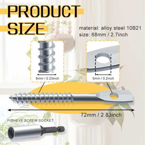 36Pack Eye Lag Screws 2" Eye Lag Wood Screw with 1Pcs Eye Lag Driver Galvanized Carbon Steel Heavy Duty Cement Concrete Wall Anchors Eye Bolts Lag Screw in Saudi Arabia