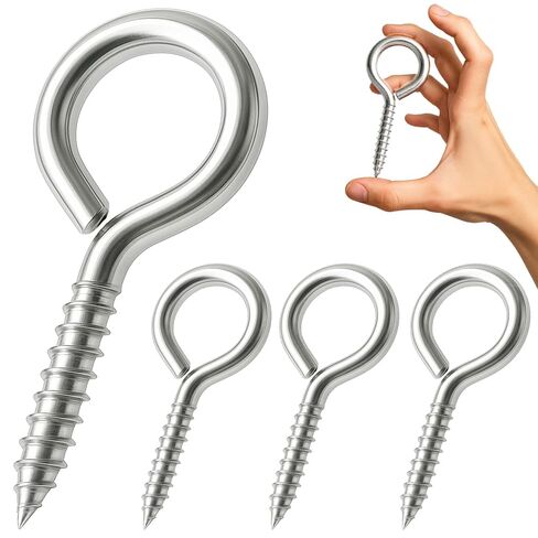 4 Inch Heavy Duty Screw Eye Hooks - 2 PCS Self-Tapping Eye Bolts for Wood | M8 Large Eye Screws with 500lbs Load Capacity for Hammocks Yoga Swings Cable Wood Securing Indoor & Outdoor Use (2) in Kuwait