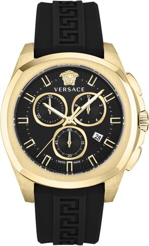 Versace Geo Chrono Collection Luxury Mens Watch Timepieces with a Blue Strap and Dial Featuring a Gold Case in Saudi Arabia