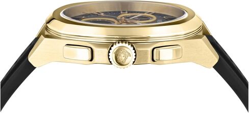 Versace Geo Chrono Collection Luxury Mens Watch Timepieces with a Blue Strap and Dial Featuring a Gold Case in Saudi Arabia