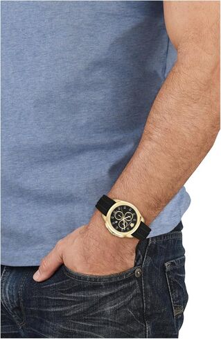 Versace Geo Chrono Collection Luxury Mens Watch Timepieces with a Blue Strap and Dial Featuring a Gold Case in Saudi Arabia